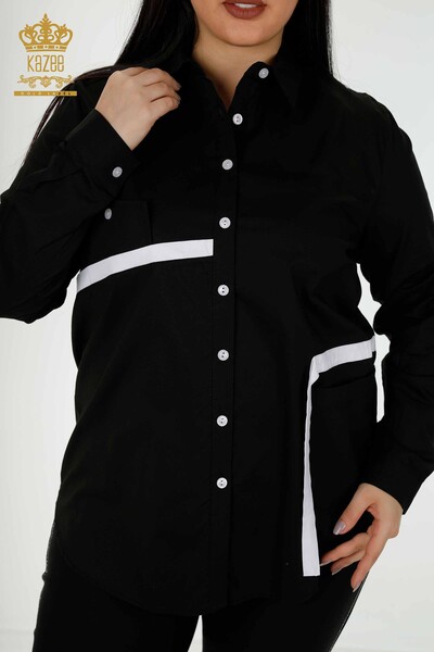الجملة قميص نسائي - لون انتقالي - أسود - 20308 | كازي - Thumbnail