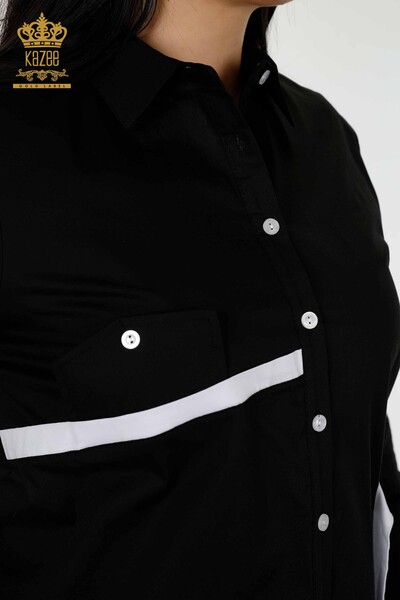 الجملة قميص نسائي - لون انتقالي - أسود - 20308 | كازي - Thumbnail