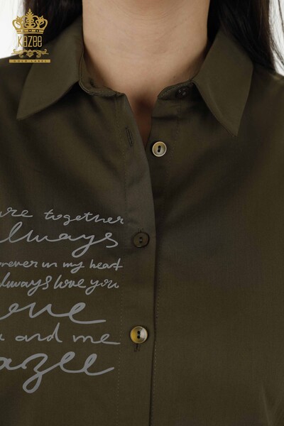 قميص نسائي بالجملة - نمط روز - كاكي - 20227 | كازي - Thumbnail