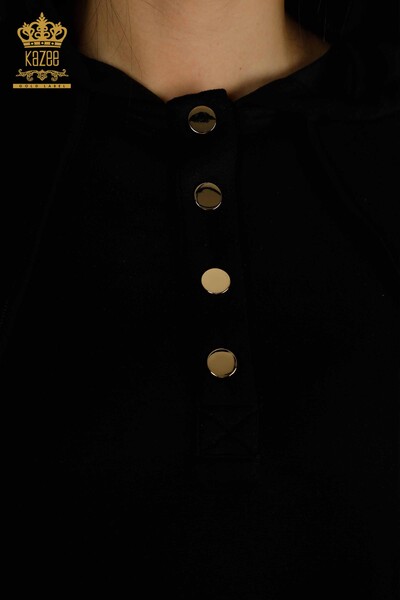 طقم شورت رياضي نسائي بالجملة بغطاء للرأس أسود - 17695 | كازي - 8