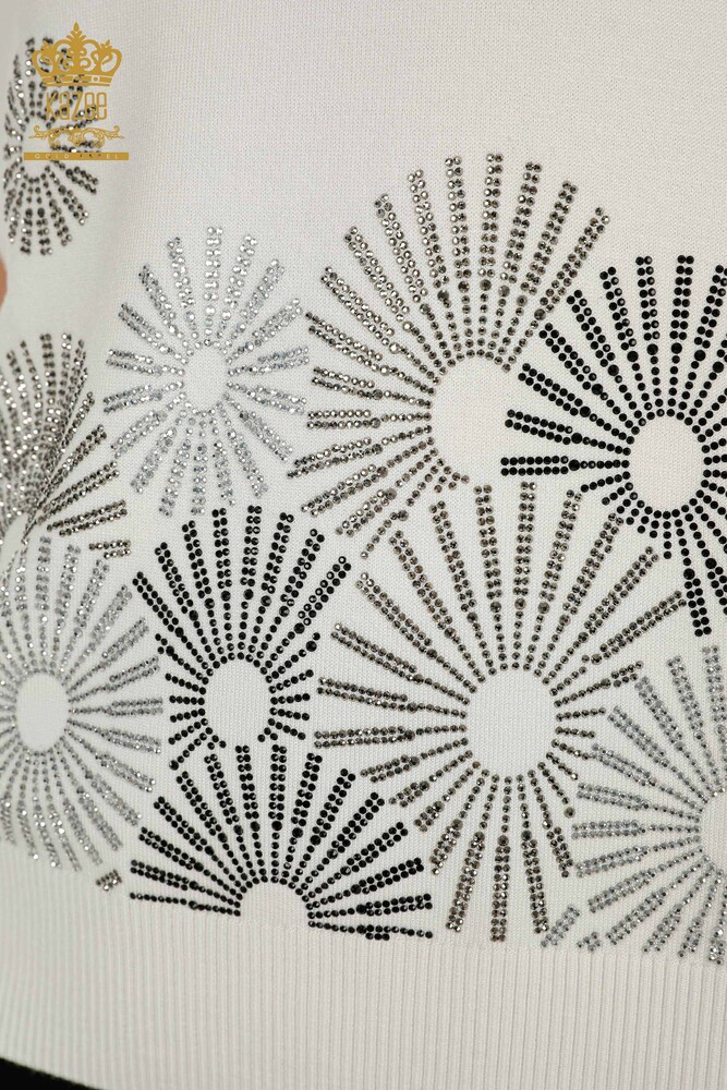 سترة تريكو نسائية بالجملة مطرزة بالحجر إكرو - 30318 | كازي - 4
