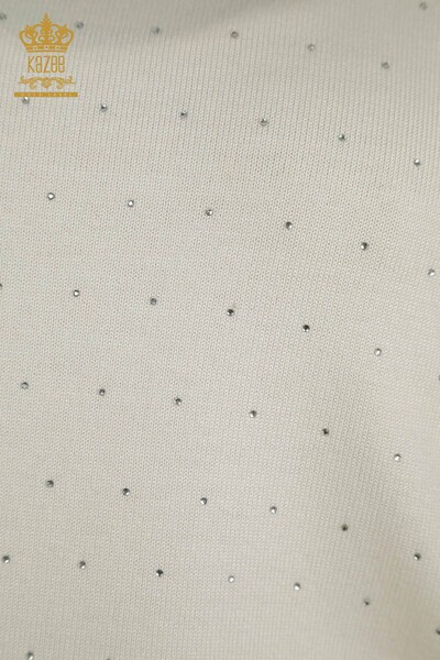 سترة تريكو نسائية بالجملة مطرزة بالحجر إكرو - 30677 | كازي - 4