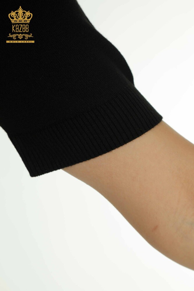 الجملة سترة تريكو نسائية سوداء مع تفاصيل اليعسوب - 30650 | كازي - 8