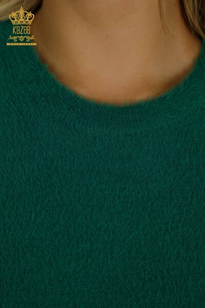الجملة المرأة سترة تريكو الأنجورا الأساسية الخضراء - 30589 | كازي - Thumbnail