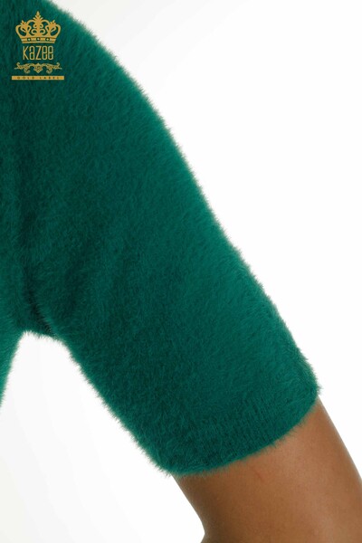 الجملة المرأة سترة تريكو الأنجورا الأساسية الخضراء - 30589 | كازي - Thumbnail