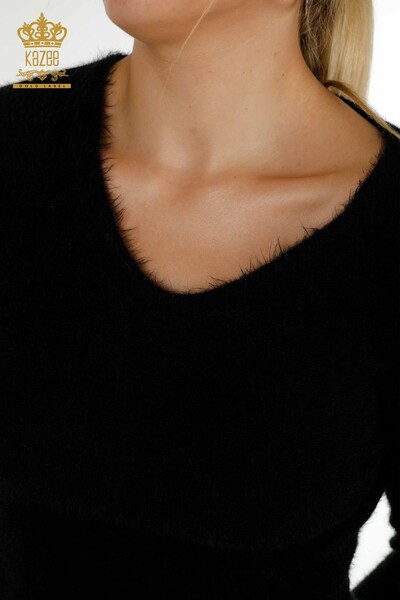 الجملة المرأة سترة تريكو الأساسية الأنجورا الأسود - 12047 | كازي - 3