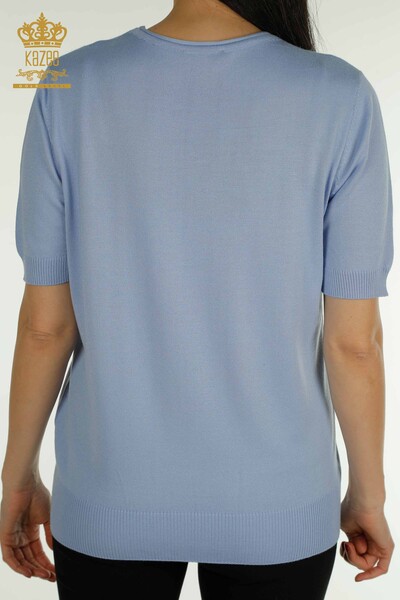 سترة تريكو نسائية بالجملة موديل أمريكي أزرق - 30686 | كازي - 6