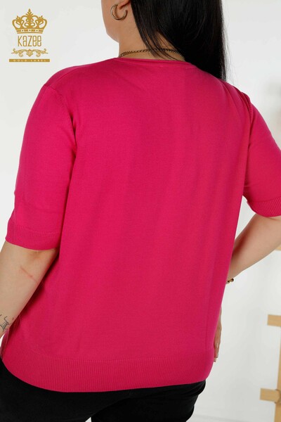 سترة تريكو نسائية بالجملة موديل أمريكي فوشيا - 30443 | كازي - 6
