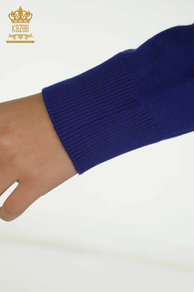 الجملة المرأة سترة تريكو زهرة مطرزة ساكس - 16849 | كازي - 7