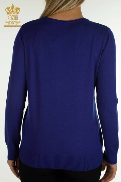 الجملة المرأة سترة تريكو زهرة مطرزة ساكس - 16849 | كازي - 8