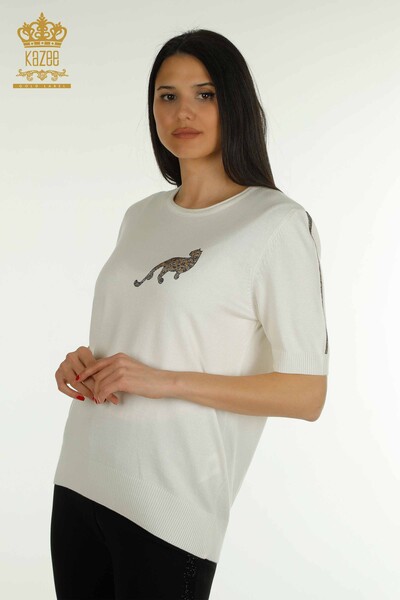 الجملة المرأة سترة تريكو قصيرة الأكمام إكرو - 30478 | كازي - Kazee