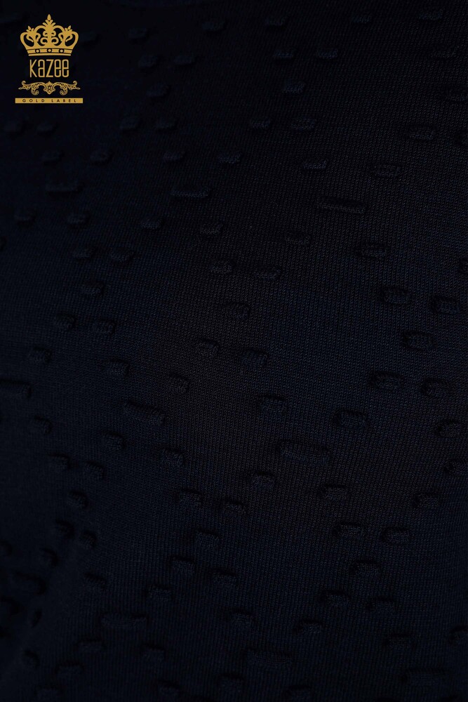 الجملة المرأة سترة تريكو الرقبة الطاقم الأزرق الداكن - 30408 ​​| كازي - 3