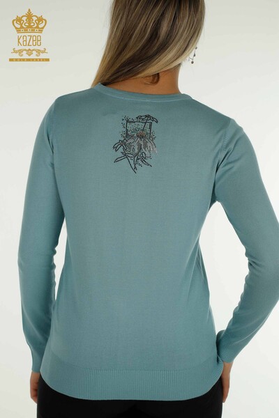 الجملة سترة تريكو نسائية الأزهار المطرزة النعناع - 30612 | كازي - 7