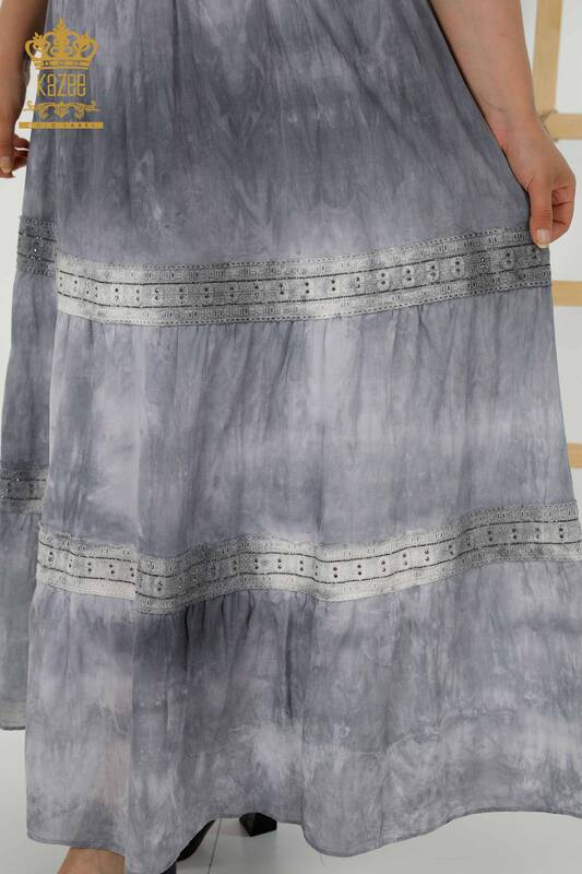 تنورة نسائية بالجملة - منقوشة بربطة عنق - رمادي - 20441 | كازي