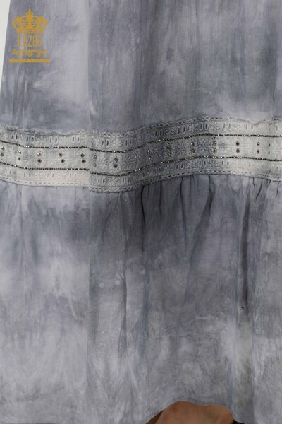 تنورة نسائية بالجملة - منقوشة بربطة عنق - رمادي - 20441 | كازي - Thumbnail