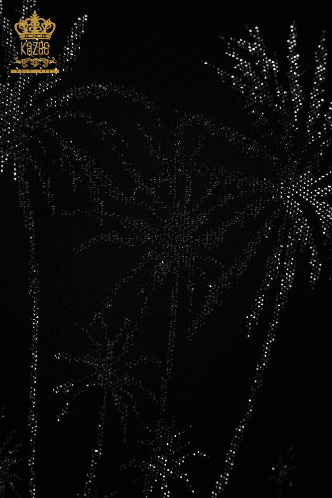 بلوزه حريمي بالجملة - مطرز احجار - اسود - 79336 | كازي - 4