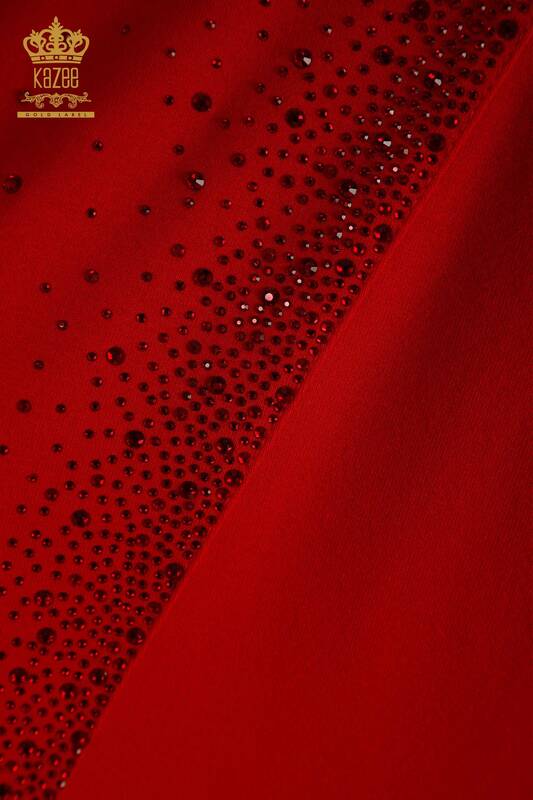 بلوزة نسائية - جيبين - كم قصير - أحمر - 79293 | كازي