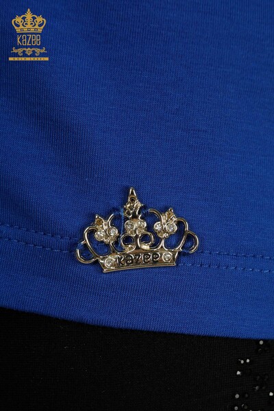 بلوزة نسائيه للبيع بالجملة موديل امريكى ازرق غامق - 79177 | كازي - 5