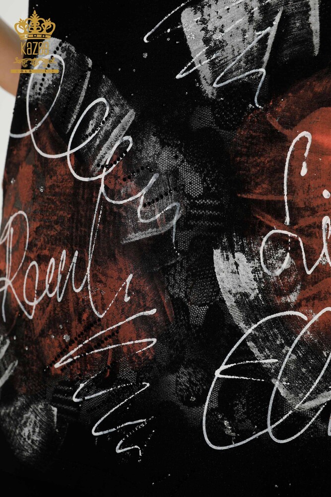 بلوزه حريمي بالجملة - مطرز احجار - اسود - 79115 | كازي - 4