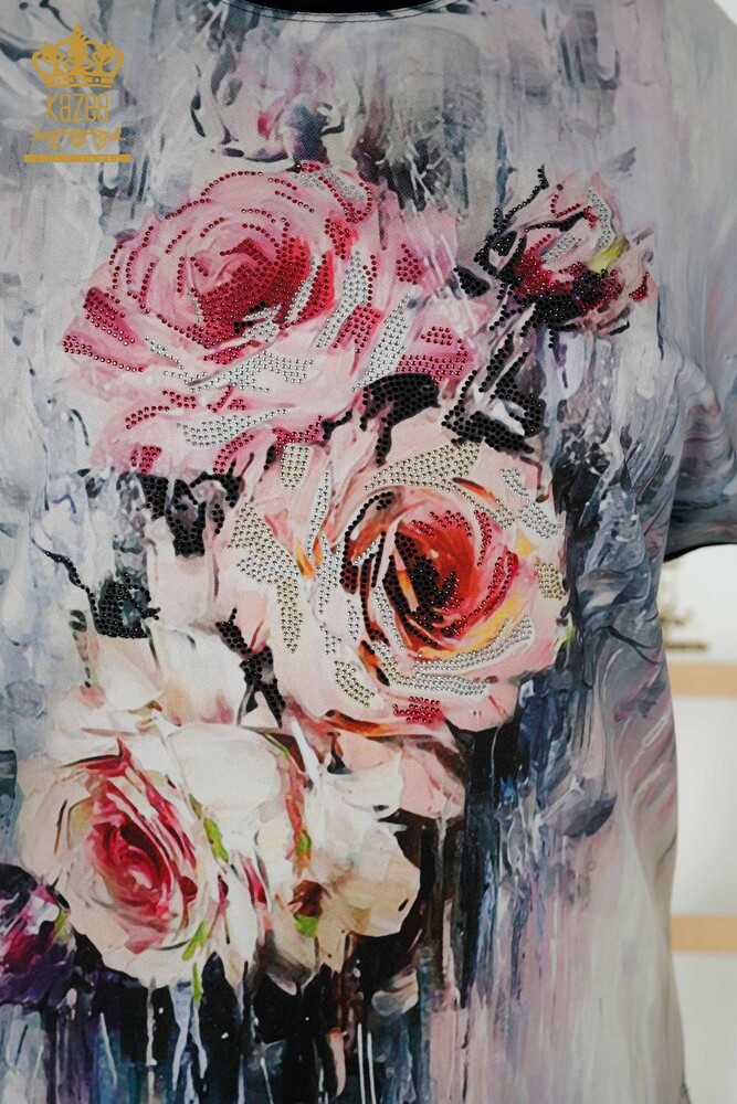 بلوزة حريمي - كم قصير - ديجيتال - 79229 | كازي - 3