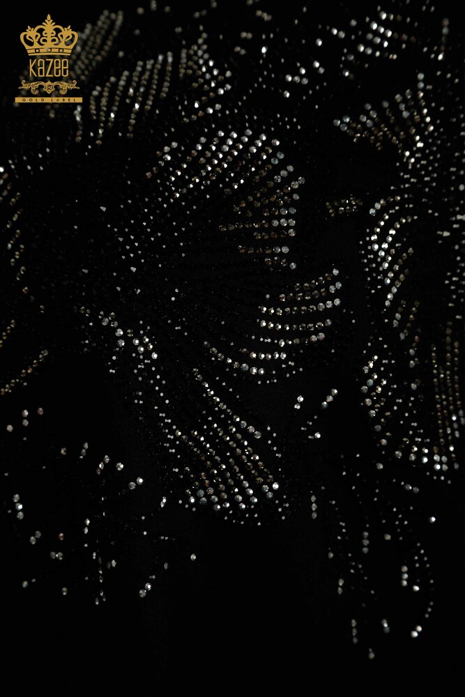 بلوزة حريمي بالجملة - تول مفصل - أسود - 79298 | كازي - 7