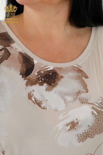 All'ingrosso Camicetta da donna - Motivo floreale - Beige - 77802 | KAZEE - 6