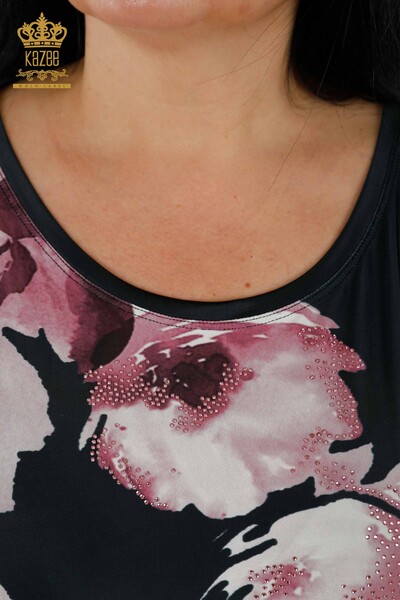 All'ingrosso Camicetta da donna - motivo floreale - blu navy - 77802 | KAZEE - 5