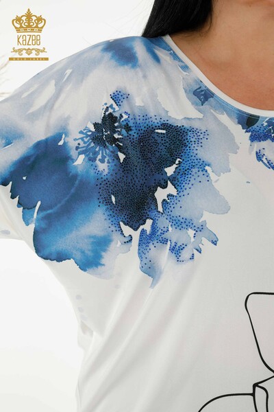 All'ingrosso Camicetta da donna - Motivo floreale - Ecru - 77802 | KAZEE - 3