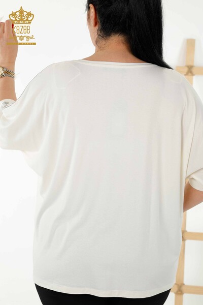 All'ingrosso Camicetta da donna - Motivo floreale - Ecru - 79121 | KAZEE - 7