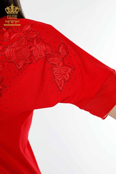 All'ingrosso Camicetta da donna - Motivo floreale - Rosso - 79031 | KAZEE - Thumbnail