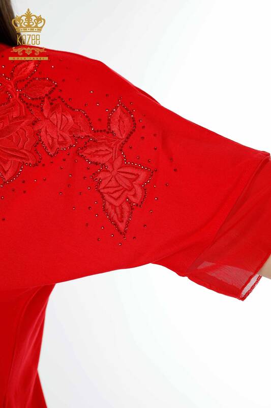 All'ingrosso Camicetta da donna - Motivo floreale - Rosso - 79031 | KAZEE