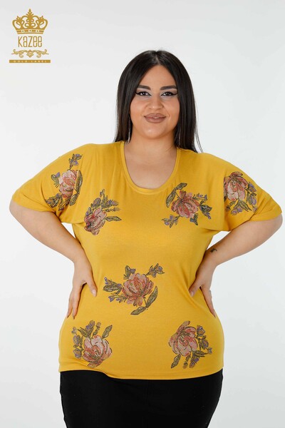 All'ingrosso Camicetta da donna - Motivo floreale - Zafferano - 78965 | KAZEE 