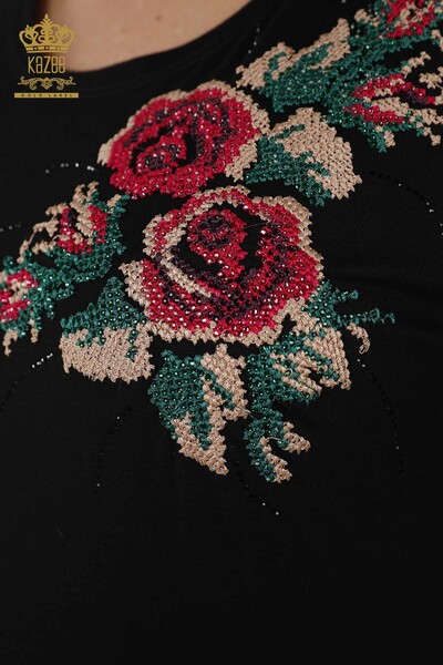 All'ingrosso Camicetta da donna - Motivo rosa - Nero - 79046 | KAZEE - 5