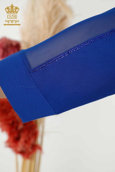 All'ingrosso Camicetta da donna - Pietra ricamata - Blu scuro - 79084 | KAZEE - Thumbnail