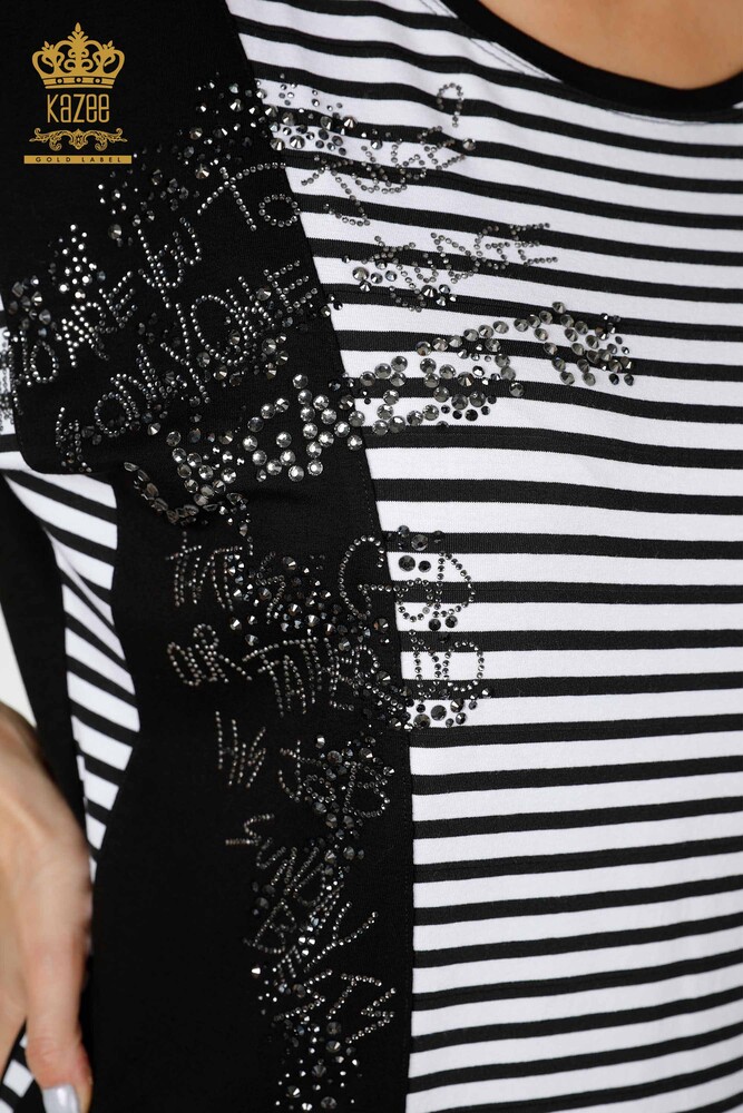 All'ingrosso Camicetta da donna - a righe - nera - 77723 | KAZEE - 5