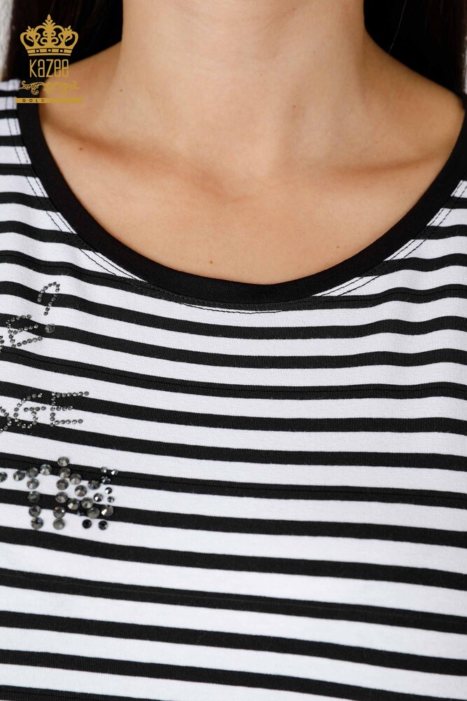 All'ingrosso Camicetta da donna - a righe - nera - 77723 | KAZEE - 6