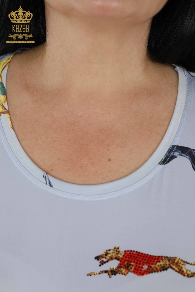 All'ingrosso Camicetta da donna - Figura animale - Blu - 77772 | KAZEE - 5