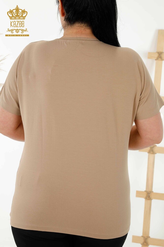 All'ingrosso Camicetta da donna - Manica corta - Beige - 79288 | KAZEE - 8