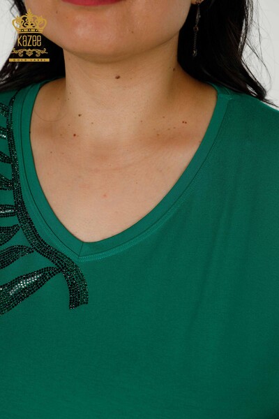 All'ingrosso Camicetta da donna - Motivo a foglie - Verde - 79319 | KAZEE - Thumbnail