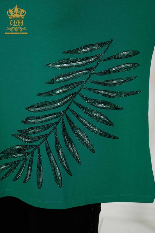 All'ingrosso Camicetta da donna - Motivo a foglie - Verde - 79319 | KAZEE