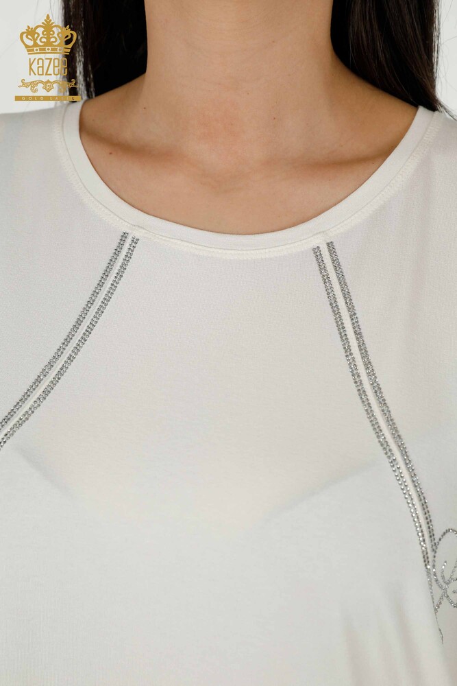 All'ingrosso Camicetta da donna - Pietra ricamata - Ecru - 79295 | KAZEE - 4