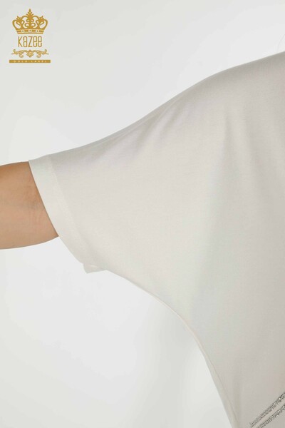 All'ingrosso Camicetta da donna - Pietra ricamata - Ecru - 79295 | KAZEE - 5