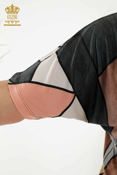 All'ingrosso Camicetta da donna - Stampa digitale - Scollo a V - Marrone - 77896 | KAZEE - 6