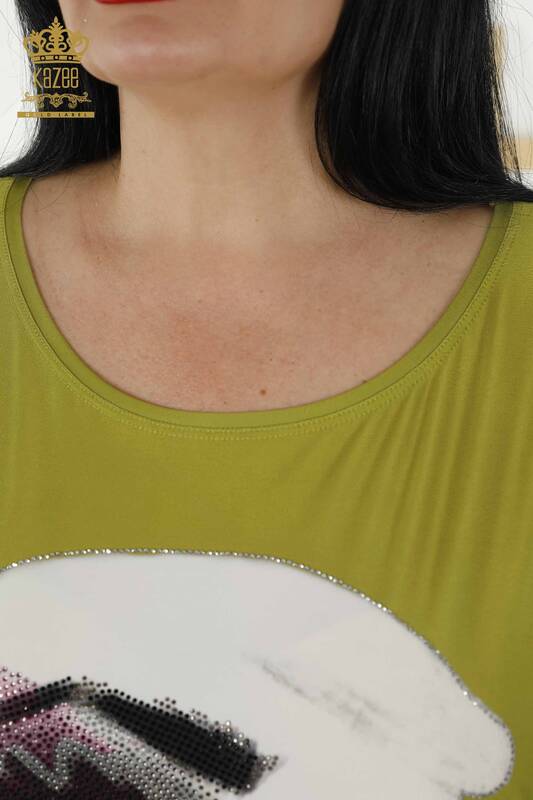 All'ingrosso Camicetta da donna - Stampa digitale - Verde pistacchio - 77755 | KAZEE