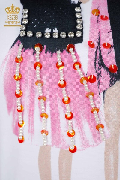 Camicetta da donna all'ingrosso modellato bianca - 79039 | KAZEE - 4