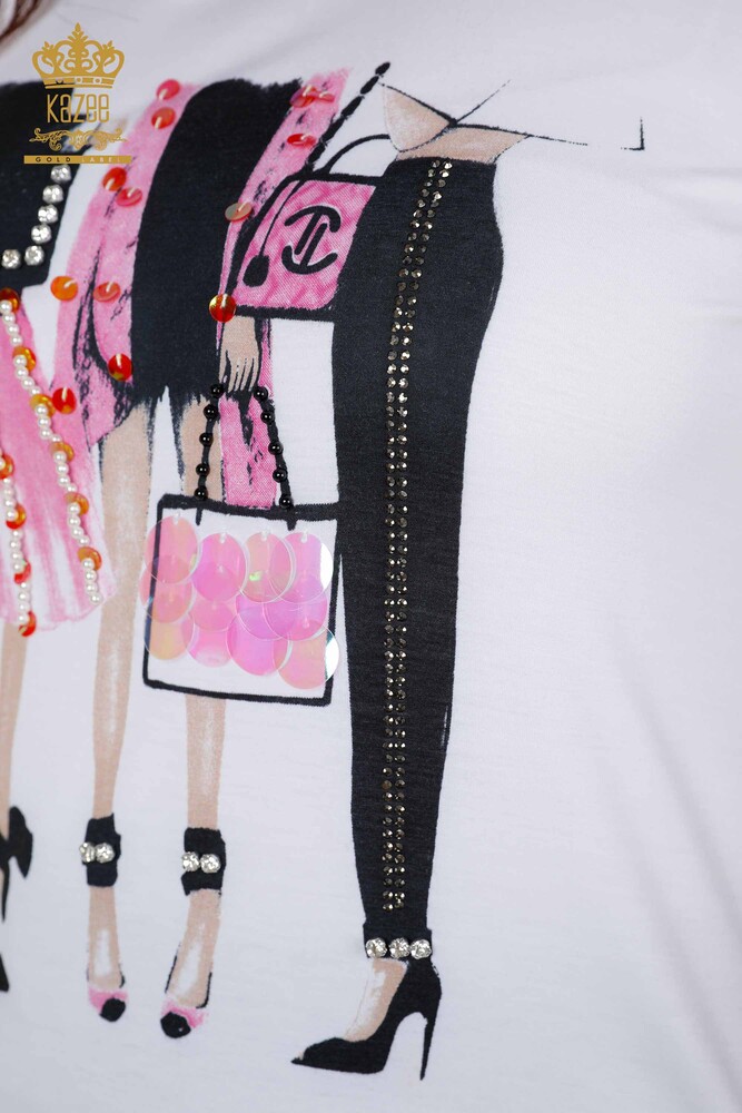 Camicetta da donna all'ingrosso modellato bianca - 79039 | KAZEE - 6