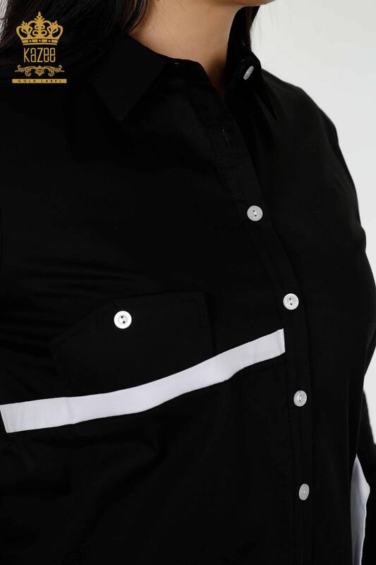 Camicia da donna all'ingrosso Transizione di colore Nero - 20308 | KAZEE