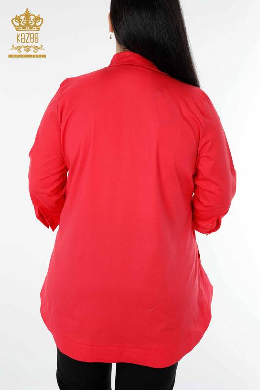 Camicie da donna all'ingrosso Motivo lettera Corallo - 20123 | KAZEE