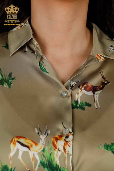 All'ingrosso Camicie da donna - Raso - Figure di animali - 17102 | KAZEE - Thumbnail