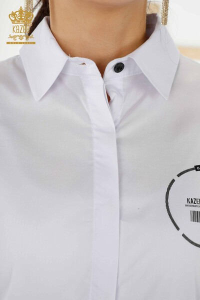 All'ingrosso Camicia da donna Bottoni dettagliati Bianco - 20328 | KAZEE - 3